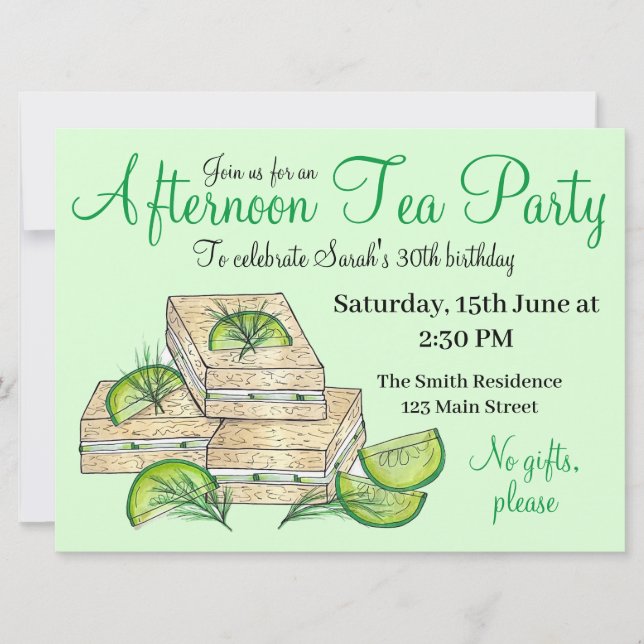 Invitation Sandwichs au concombre pour une baby shower avec u (Devant)