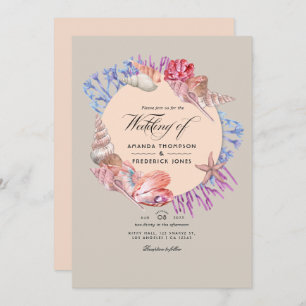 Invitation Sandy Beach QR Code RSVP Mariage