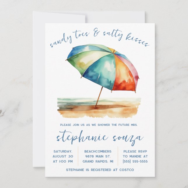 Invitation Sandy Toes & Salty Kisses, Fête des mariées de pla (Devant)