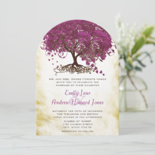 Invitation Sangria Coeur Leaf Mariage de l'arbre invite
