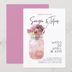 Invitation Sangria & Tapas Summer Cocktail Party rose vif