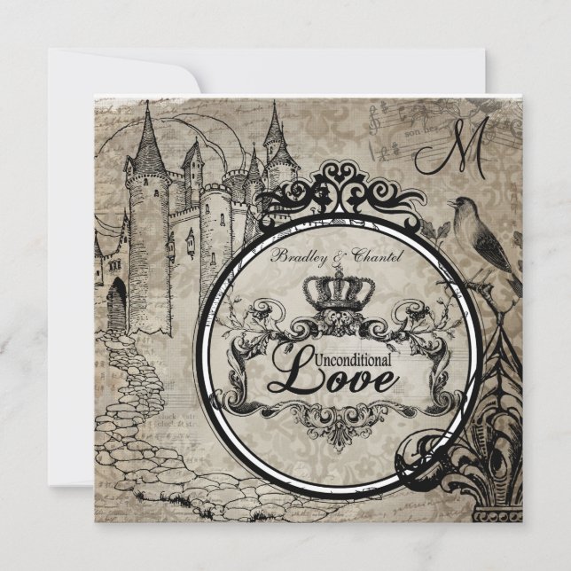 Invitation sans conditions de mariage d'amour de (Devant)