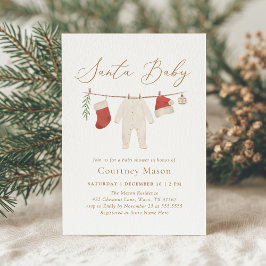 Invitation Santa Baby Christmas Baby Clothes Baby Shower