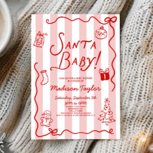 Invitation Santa Baby! Fantastique Baby Shower de Noël