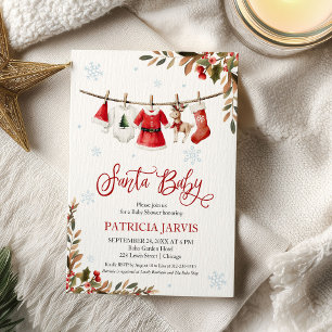 Invitation Santa Baby Fille Noël Baby Shower