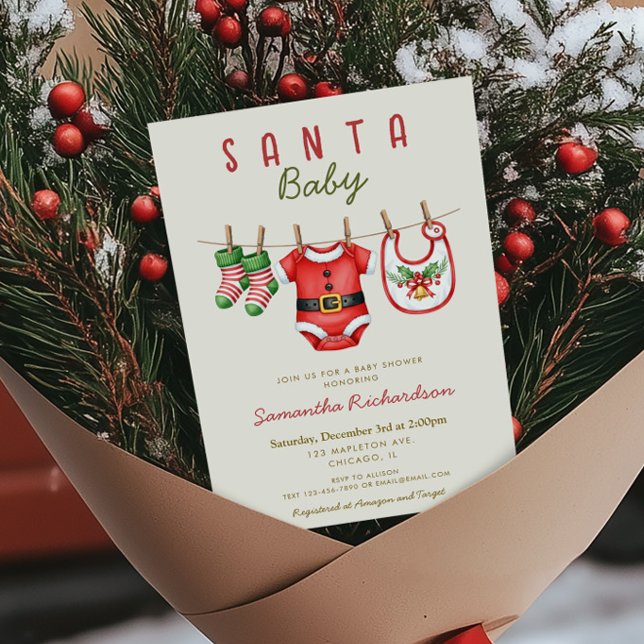 Invitation Santa Baby gender neutral Christmas baby shower (Créateur téléchargé)