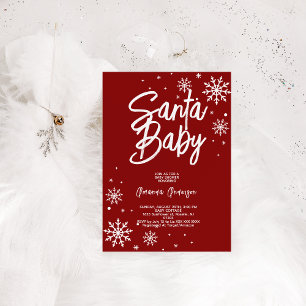 Invitation santa baby rouge baby shower de noël