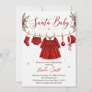 Invitation Santa baby tenue de Noël ligne de linge Fille baby