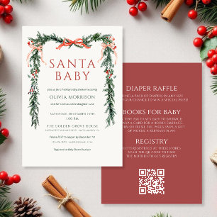 Invitation Santa Baby Tout dans un seul ruban Baby Shower de 