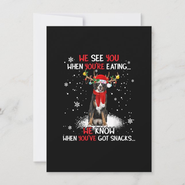 Invitation Santa Bernese Mountain Dog Reindeer Light Christma (Devant)