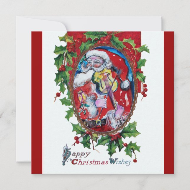INVITATION SANTA CLAUS AVEC VIOLIN - PARTI NOËL (Devant)