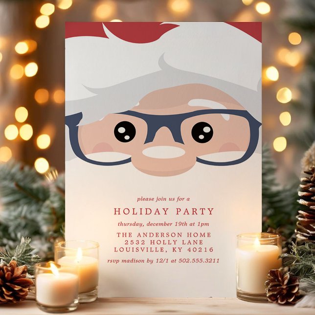 Invitation Santa Claus Face moderne Noël Fête (Créateur téléchargé)