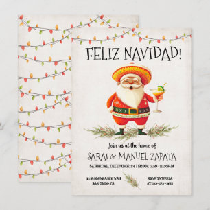 Invitation Santa Claus mexicain hispanique Feliz Navidad