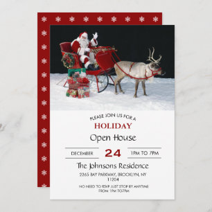Invitation Santa Claus on sleigh with presents