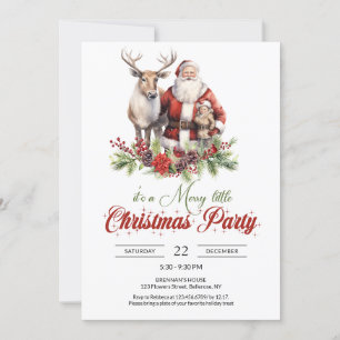 Invitation Santa Claus traditionnel avec rennes et enfants