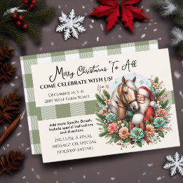 Invitation Santa Clause Avec Cheval Noël
