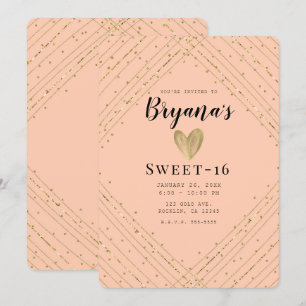 Invitation Santa Fe Rose et Or Pailleté Anniversaire 16 Ans