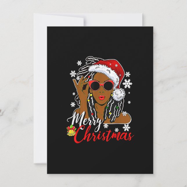 Invitation Santa Hat Shirt Black African Girl Ameri (Devant)