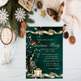 Invitation Santa Hat, Verre, Noël d'entreprise vert