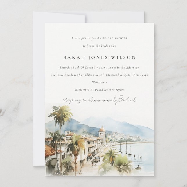 Invitation Santa Marta Colombia Landscape Bridal Shower (Devant)