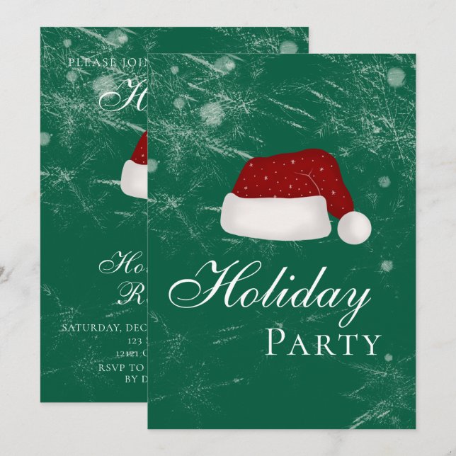 Invitation Santa’s Hat Holiday Christmas Party Winter (Devant / Derrière)