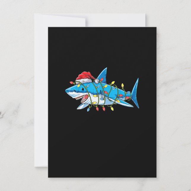 Invitation Santa Shark Christmas Lights Sharkma Tree Xmas Bo (Devant)