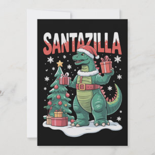 Invitation Santazilla Monstre Japonais Kaiju Noël Dinosaure