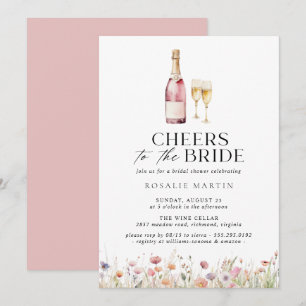 Invitation Santé   Fête des mariées Champagne rose Fille mign
