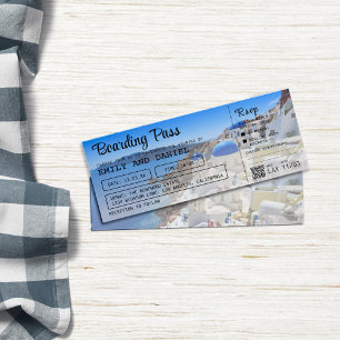 Invitation Santorin Grèce Destination Boarding Pass Mariage