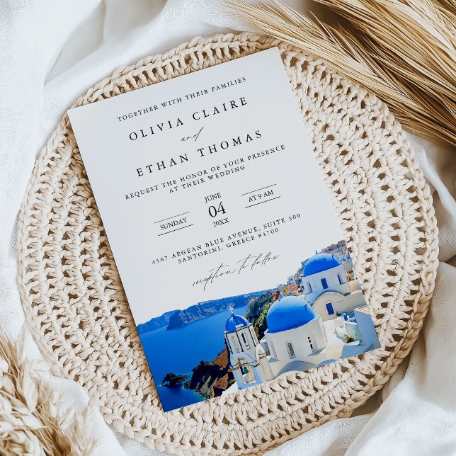 Invitation Santorin Grèce Skyline Destination Mariage (Créateur téléchargé)