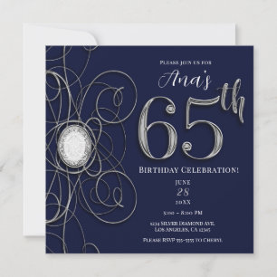 Invitation Saphir bleu et diamant argent 65 65e anniversaire