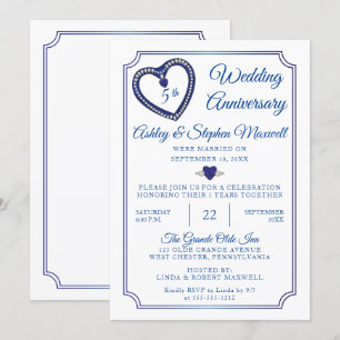 Invitation Saphirs Diamants Fête de 5e Anniversaire de Mariag