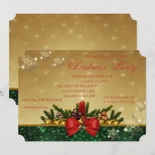 Invitation Sapin, Bougie Rouge, Ruban, Fête de Noël d'entrepr