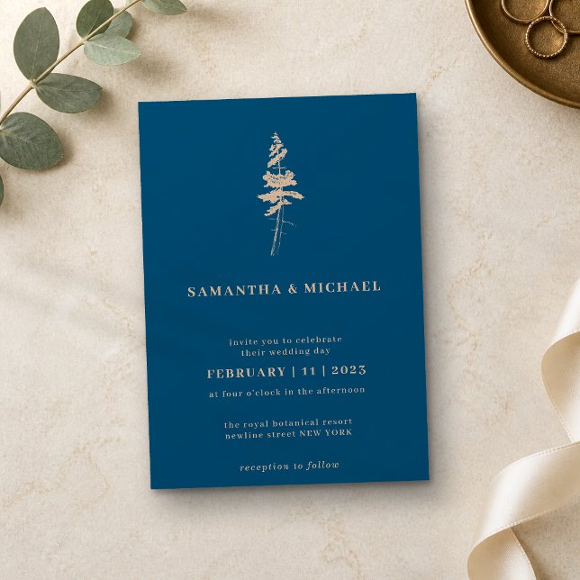 Invitation Sapin de forêt Indie Rustique Navy (Créateur téléchargé)