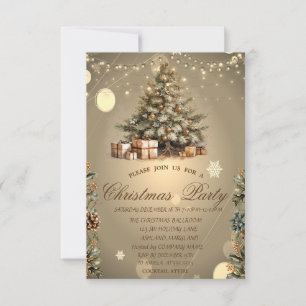 Invitation Sapin de Noël,Cônes de pin Étoiles Société de Noël