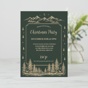 Invitation Sapin de Noël en or enchanté en forêt