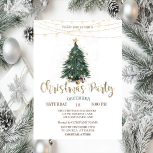 Invitation Sapin de Noël,Guirlandes lumineuses étoiles dorées