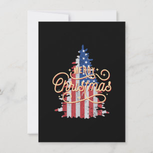 Invitation Sapin de Noël patriotique Drapeau américain Retro 