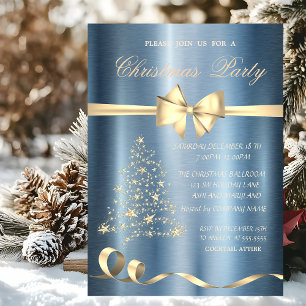 Invitation Sapin de Noël,Ruban Bleu Métallisé pour la fête de