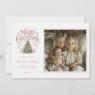 Invitation Sapin de Noël traditionnel rose Photo de Pinkmas