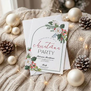 Invitation sapin flocon de neige moderne bleu marine Noël fêt