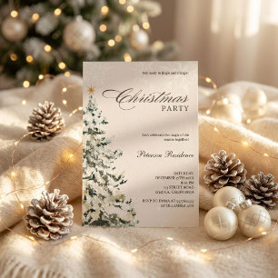 Invitation sapin flocon de neige moderne bleu marine Noël fêt