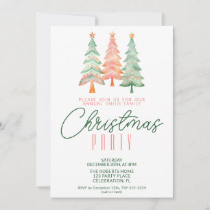 Invitation Sapins de Noël Verts et Rouges Fête