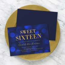 Sapphire Blue Bokeh Lights Sweet sixteen Anniversa