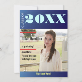 Invitation Sapphire Blue Graduation Magazine Couverture Invit