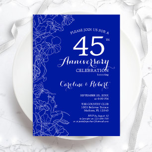 Invitation Sapphire Floral 45e Anniversaire