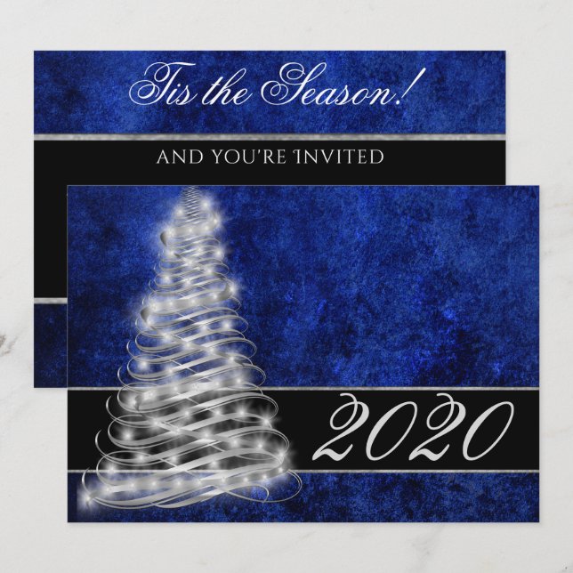 Invitation Sapphire Holiday | Aquarelle bleue Royal Cobalt | (Devant / Derrière)