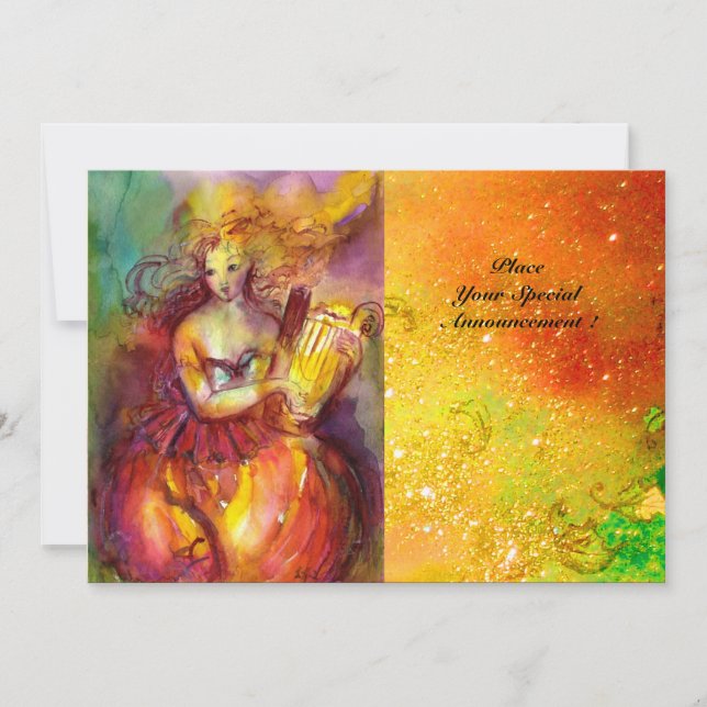 Invitation SAPPHO ,DANSE ,MUSIQUE ET POÉSIE, Paillettes dorée (Devant)