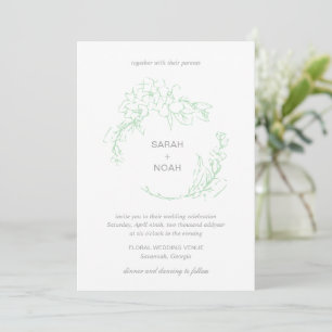 Invitation Sarah Sage Green Floral Wreath Moderne Mariage