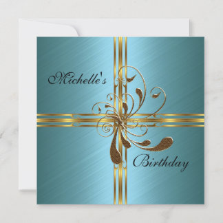 Invitation sarcelle et or abstraite